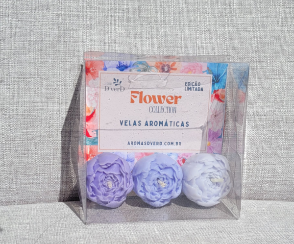 Trio mini Peônias Vela Aromática