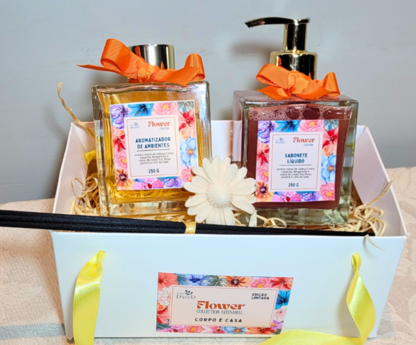 5 Kit Aromatizador de Ambientes 250ml + Sabonete Líquido 250ml "Flower Collection"