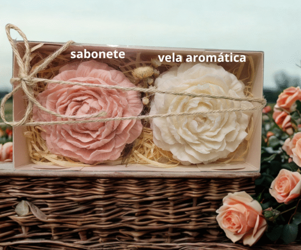 4 Kit Duo Peônia Sabonete e Vela Aromática "Flower Collection"