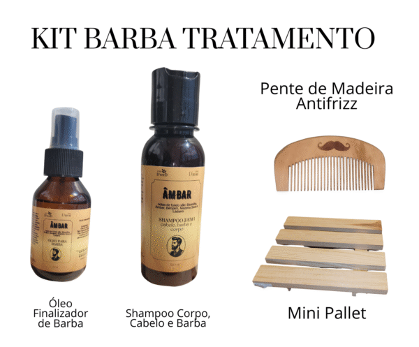 7 Kit Artesanal de Tratamento de Barba - Linha D'Man Ambar
