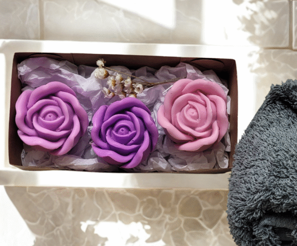 Kit Trio Flores em Sabonete (03 botões de Rosa) "Flower Collection" 180g