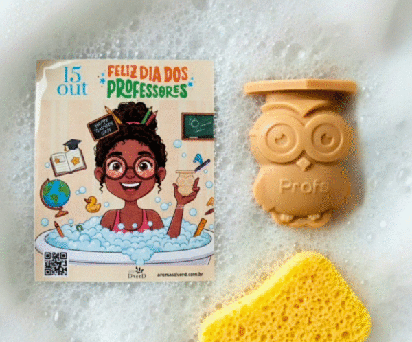 sabonete coruja professora2 Sabonete Hidratante para o Dia dos Professores - Envelope Maçã ou Coruja 40g