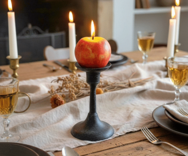 vela maçã no castiçal Maçã Fuji Vela Aromática 90g