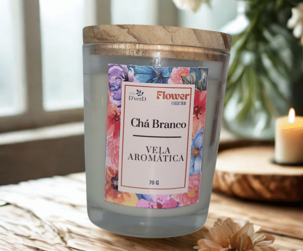 1 Vela Aromática Pote de Vidro (tampa de madeira) 70g
