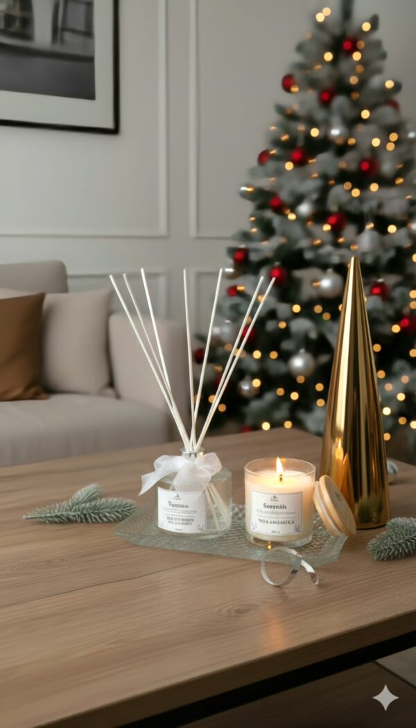 Kit Natal Luz - Aromatizador + Vela Serenità + Bandeja Cristal