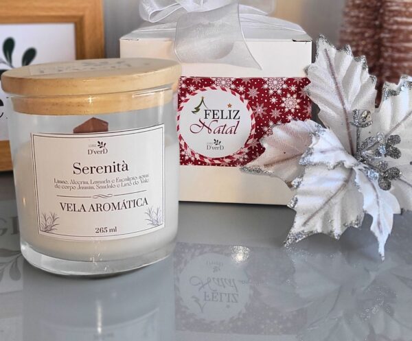 22 Box de Natal III - Vela Aromática Serenità Pote com tampa madeira 265g