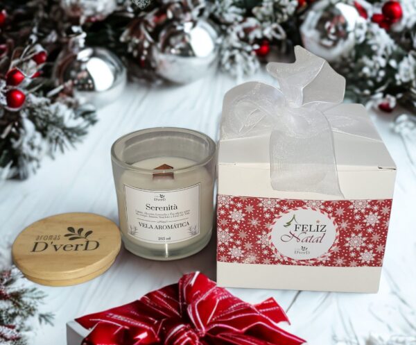 23 Box de Natal III - Vela Aromática Serenità Pote com tampa madeira 265g