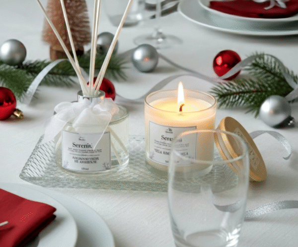 Kit Natal Luz - Aromatizador + Vela Serenità + Bandeja Cristal
