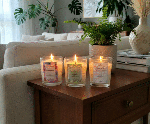 7 Vela Aromática Pote de Vidro (tampa de madeira) 70g