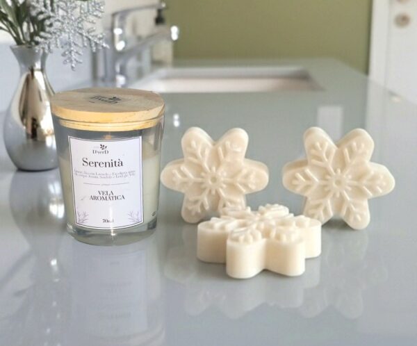 9 Box de Natal I - Vela Aromática 70g + 3 sabonetes Flocos de Neve 30g cada