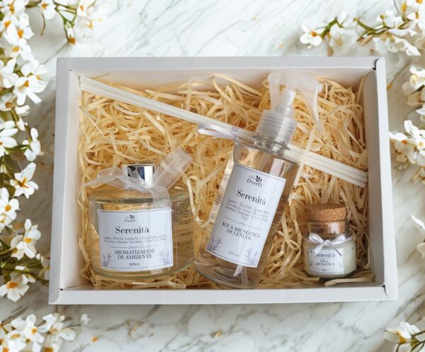 Trio Serenità (Aromatizador+Água de Lençol + Vela Aromática)